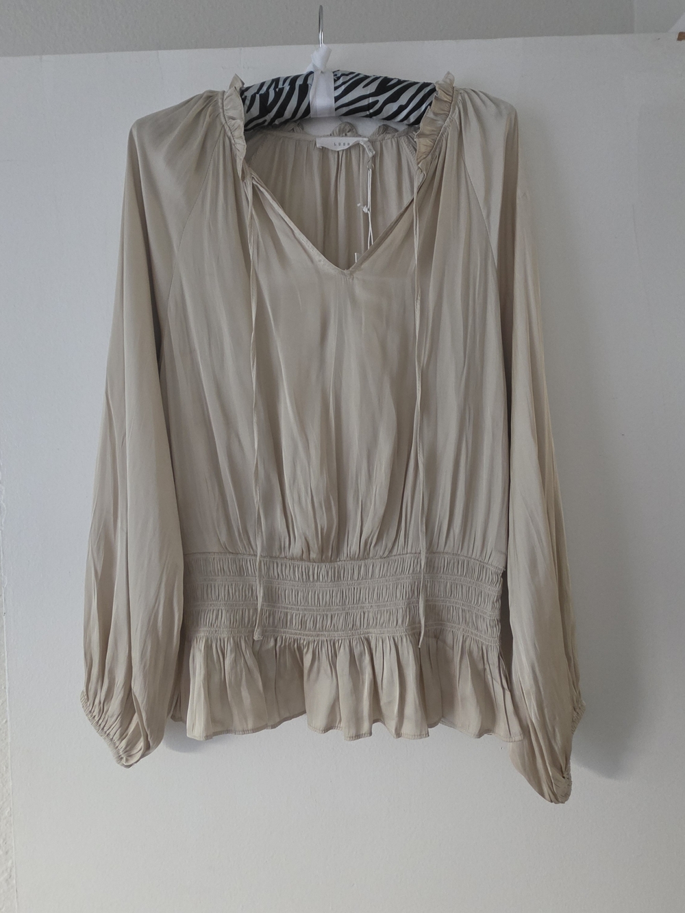 Lush Cream Long-Sleeve Smocked Peasant Blouse